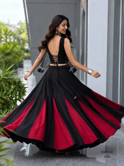 Luxury Black & Crimson Designer Evening Lehenga for Women